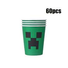 10/20/40/60 件，像素矿工游戏一次性 9 盎司纸杯用品，像素风格卡通主题派对装饰用品，适用于露营野餐、花园烧烤、婚礼、生日派对和特殊主题派对、节日庆祝用品 - 彩色 - 查看 10