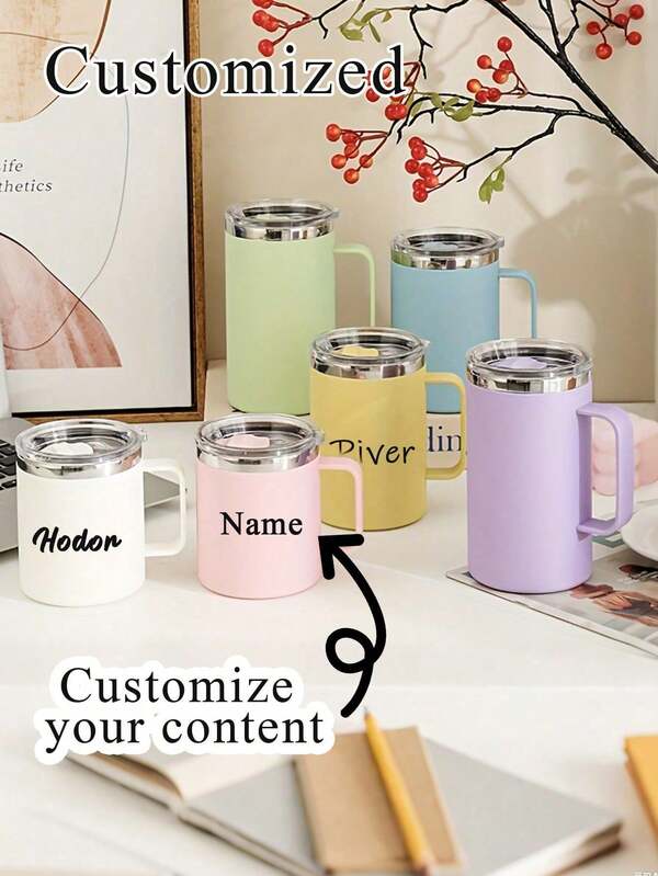 Custom Stainless Steel Mug, Custom Name Water Cup, Custom Large Capacity Water Cup, Custom Coffee Cup Milk Cup Tea Cup, Exquisite, Simple, High Quality Customization, Can Be Used As A Birthday, Wedding Anniversary, Unique Gift For Girlfriend, Boyfriend, Parents, Wife, Husband, Sister, Brother, Multifunctional, Decorative, Reusable, Fashionable, Colorful, Modern, Customized, Personalized, Unique