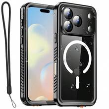 Waterproof Phone Case IP68 Underwater Full Body Military Dropproof Shockproof Heavy Duty Rugged Protective Cover With Built-In Screen Protector Compatible With IPhone 17 Pro Max/IPhone 17 Pro/IPhone 17 Air/IPhone 17 - 黑色 - 查看 11