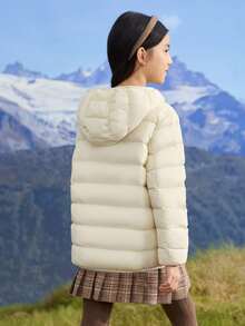 Balabala Tween Girl Lightweight Down Jacket Fall/Winter – Hooded Water & Oil Resistant Family Style - Milky White - View 4