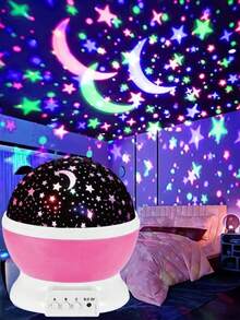 1 Stück LED Sternenhimmel Dekoleuchte, Kinder Schlafzimmer Projektionslampe, Märchentraum 7-Farbig LED Licht, mehrere wechselbare Lichtmodi, tragbar mit USB-Kabel, 360° drehbare Mond & Stern Projektionslampe, geeignet für Schlafzimmer, Partydekoration, Geschenk zum Geburtstag für Mädchen, Kinder & Erwachsene Gaming/Raumdekoration