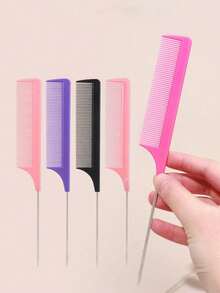 1/5 Pezzi/Set di Pettini a Coda di Acciaio Colorati Misti, Pettine Professionale per Acconciature, Resistente al Calore, Anti-Statico per Arricciatura, Adatto per Tutti i Tipi di Capelli, Unisex, Utilizzabile per Pettinatura alla Radice, Arricciatura, Aumento del Volume dei Capelli, Adatto per Uso Domestico e Saloni di Bellezza
