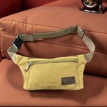 MEJORADA Unisex Canvas Fanny Pack With 3 Zippers, UPGRADED, Adjustable Flat Waist Bag For Men And Women – Ideal For Travel, Sports, And Everyday Use - Màu Khaki - Xem 6