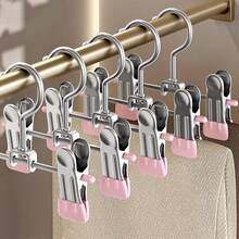 10 Peças Clipe de Cabide de Calça em Aço Inoxidável - Clipe de Silicone Rotativo 360° para Calças/Calças Infantis, Organizador de Guarda-Roupa Infantil Economizador de Espaço, Aço Inoxidável de Alta Qualidade, Adequado para Recém-Nascidos e Crianças