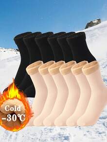 4/10 pares de calcetines gruesos y cálidos unisex, calcetines de invierno unisex de media caña forrados de lana, calcetines cálidos de unicolor unisex para hombres y mujeres. Hechos de material cómodo, lavables a máquina, adecuados para diversas ocasiones.