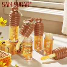 1 pieza Esencia de brillo de labios con miel SAM SUGAR con llavero, brillo de labios para maquillaje diario, puede ser dado como regalo - Multicolor - Ver 10