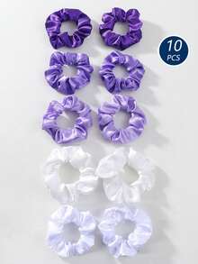 10pcs/Pack Assorted Color Fabric Scrunchies, Stretchy Hair Ties, Versatile Hair Accessories Suitable For All Seasons - Multicolor - View 21