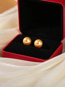 6/8/10mm Natural Stone Round Bead Stainless Steel Stud Earrings, Agate/Crystal/Faux Pearl And Other Natural Materials, Lucky Stone Healing Stone Energy Boosting, Fashion Jewelry Earrings For Women