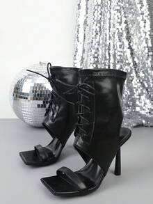 Women's Elegant Strap High Heel Sandals, Suitable For Commuting - Black - View 18