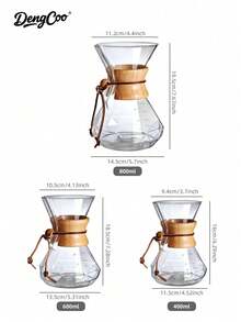 Dengcoo 1 件套手冲咖啡机、咖啡壶、咖啡水壶、硼硅酸盐玻璃咖啡壶、现代木质领口玻璃咖啡壶 - 咖啡壺 - 查看 10
