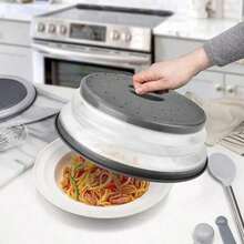2 In 1 Microwave Oven Splash Guard, Food Cover, Collapsible Splash Guard, Food Dust And Mosquito Cover, Can Be Used As A Filter Bowl For Washing Fruits And Vegetables, Ventilated Bowl Cover, Heat-Resistant, Food Strainer Kitchen Gadgets Vegetable Strainer Fruits And Vegetables Cleaning - 彩色 - 查看 3