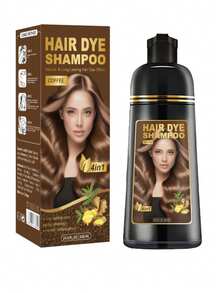 四合一男女通用黑色、浅棕色、深棕色、栗色染发洗发水，遮盖白发，蓬松秀发，即时染发洗发水，持久四合一染发剂，半永久性染发剂。咖啡棕色洗发水