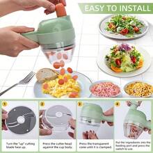 4-In-1 Handheld Electric Food Cutter Set, Wireless Kitchen Processor For Fruits, Vegetables, And Meats, USB Rechargeable (Built-In Battery), 1-10L Capacity