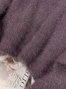 Women's Solid Color Soft Fluffy Slouchy Pullover Knit Sweater, Casual Home Wear For Autumn/Winter