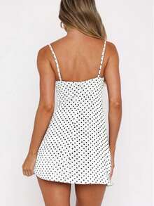 全新性感修身优雅迷你紧身吊带裙，夏季/波尔卡圆点连衣裙 - 白色 - 查看 8
