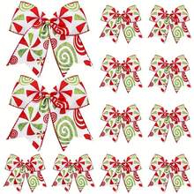 12pcs Vintage Christmas Ribbon Bows - Large Hanging Ornaments, Suitable For Trees, Gifts And Parties - Perfect Choice For Holiday Celebrations - Multicolor - View 2