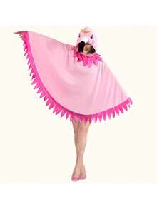 1pc Unisex Hooded Flamingo Cloak, Suitable For Various Dance Party Cosplay, Valentine's Day Costume - Pink - View 2