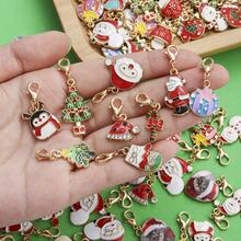 30/50 buc culori asortate picătură de ulei aliaj serie Moș Crăciun cu încuietoare homar pandantiv colier brățară breloc accesorii, cadou de Crăciun