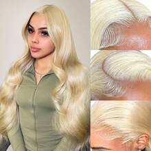 26 Inch 613 Lace Front Wig Human Hair 13x6 13x4 Transparent Lace Blonde Lace Front Wigs 613 Body Wave Lace Front Wigs Human Hair Pre Plucked 613 HD Lace Frontal Wig - Blonde - Xem 3