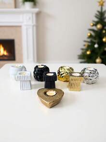 1pc Ceramic Christmas Candlestick, Candle Holder, Suitable For Gifts, Parties, Holidays, Home, Hotel, Restaurant Decor