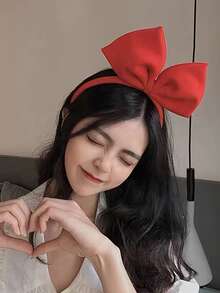 A Great Headband For Young Girls Featuring A Solid Bow, Designed As A Headband. These Handmade Hair Accessories Are Suitable For Both Thick And Thin Hair. Cute And Sweet Fabric Bow Headband For Women - Solid Color Princess Angel Costume Headband For Christmas, Cosplay, Parties - Single Piece, Bow Detail, No Feathers