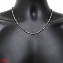 18-36"MEN Stainless Steel 3mm Silver/Gold Plated Box Chain Rhinestone Pendant - Đá quý bạc + đen - Xem 7
