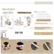 3件套婴儿房装饰印花。野生动物育儿室印花，波西米亚彩虹墙饰，野生动物婴儿房装饰 - 野生动物婴儿房墙饰 - 婴儿房装饰 - 儿童房。野生动物婴儿墙饰套装 - 带衬垫细节的水彩动物印花，婴儿房墙饰 - 彩色 - 查看 16