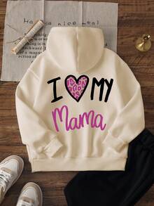 1 Set Girls' Casual Printed Hooded Sweatshirt, Suitable For Autumn/Winter, Students And Tween Girl, Long Sleeve Thick Fleece Design - Soft And Comfortable Sweatshirt, Ideal Choice For Warm Moments! - Apricot - View 4