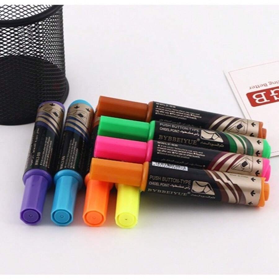 8pcs/Set Erasable Whiteboard Markers, Water-Based Black Markers For Teachers, Colored Markers For Students, Short Thick Tip Erasable Markers For Writing Boards, Portable Mini Markers, Back To School - 8-color Set - View 1