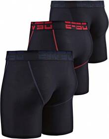 Men's Cool Dry Mesh Boxer Trunks 6-Inch Briefs, 3-Pack - 9-inch_(black / Red / Steel) - View 6