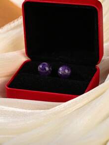 6/8/10mm Natural Stone Round Bead Stainless Steel Stud Earrings, Agate/Crystal/Faux Pearl And Other Natural Materials, Lucky Stone Healing Stone Energy Boosting, Fashion Jewelry Earrings For Women