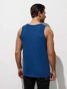 Needstar Tank Top, 100% Cotton, Golden Skull Print - 藍色 - 查看 3