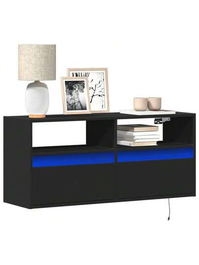 VidaXL TV Wand Unit LED Lighting 100x31x45 Cm Zwart