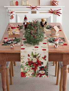 4 piezas Manteles individuales con diseño de cruz de Jesús, muñeco de nieve y flor de Pascua, estilo moderno de lino para decoración navideña, perfectos para la decoración de mesa de cocina y comedor de estilo granja en vacaciones de invierno