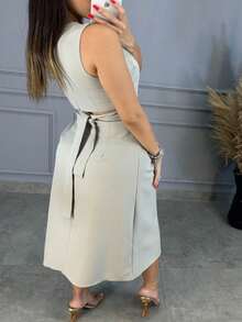 Cropped Set And Midi Skirt Elegant Tailoring - 灰色 - 查看 3