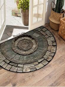 1pc Semi-Circle Faux Wood Grain Doormat, Durable Non-Slip Bottom, Doormat, Small Rug, Welcome Mat, Carpet, Floor Mat, Outdoor Doormat, Kitchen Rug, Home Decor, Front Door Mat, Area Small Rug, Outdoor Mat, Home Decor