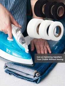 1pc Double-Sided Iron-On Hemming Tape, Strong Adhesive Heat Bonding Tape, Iron-On Fusible Web For Clothing Alterations, Pants, Jeans, Skirts - 彩色 - 查看 3