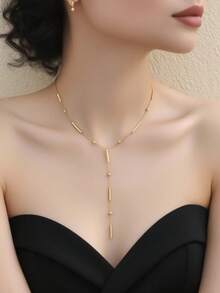 1 pieza Elegante collar colgante de barra minimalista casual con cuentas, accesorio versátil para mujeres