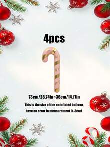 4pcs Christmas Candy Cane Foil Balloons, Suitable For Christmas Decoration - Multicolor - View 12