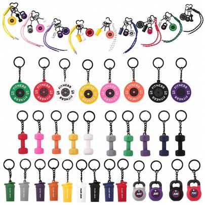 1pc Fitness Equipment Keychain Metal Dumbbell Barbell Sports Pendant Bag Pendant Portable Design Allows More Freedom Of Movement