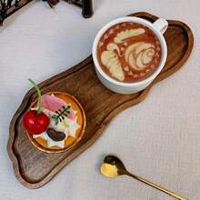 创意小吃托盘，一体式，亚克力木托盘，早餐木盘，小肉盘，寿司盘，水果盘，装饰盘，储物盘，小吃盘，水果碗，适用于牛奶咖啡装饰，展示布置和厨房收纳，圣诞礼物，理想的感恩节礼物，斋月厨房工具 - 黃色 - 查看 11