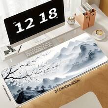 1pc Large Landscape & Floral Pattern Gaming Mouse Pad, Suitable For Keyboard And Mouse, With Non-Slip Base And Stitched Edges, For Gaming And Office Computer, Protective Mat, Great Gift Choice. - Multicolor - View 8