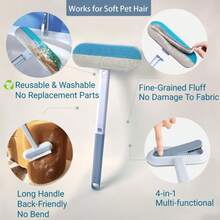 1件装四合一多功能宠物刷（带除毛工具），适用于猫狗的自清洁刷，宠物毛发去除器，自动除毛器，地毯刷，宠物清洁工具，毛发收集标签，宠物毛发收集梳，双向毛毡去除设计，可水洗且易于清洁，适用于去除地毯、床上用品、衣物和玻璃上的宠物毛发，宠物清洁用品 - 彩色 - 查看 6