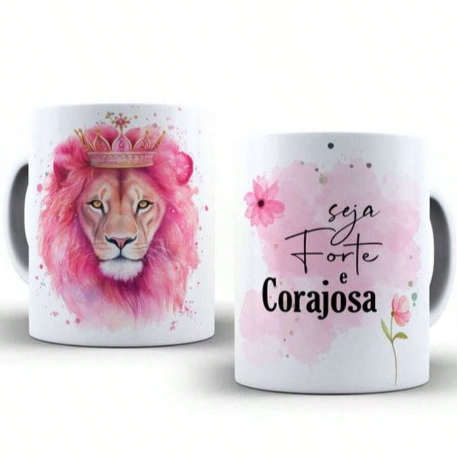Personalized Gospel Lion Mug Be Strong And Courageous Porcelain - 白色 - 查看 1