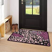 1pc Pink Leopard Area Rugs, Cute Animal Print Soft Low Pile Rug For S Room And Dorm, Non-Slip Backing, Machine Washable, Bohemian Decor,Non-Slip Low Pile Flannel Decor Rugs, Machine Washable Indoor Rug With Black Binding Rug, Suitable For Dining Room, Bedroom Home Office Laundry Kitchen(31*20in/16*48in/18*60in/84*60in) - Color -8 - 查看 2