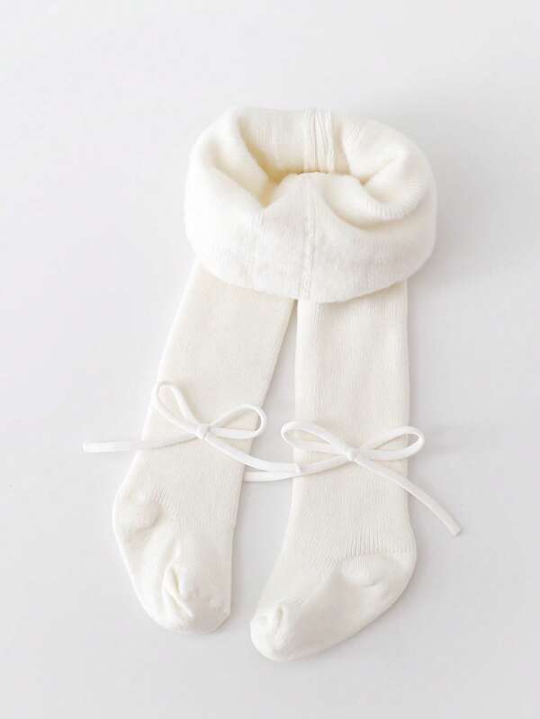 1pc Children's Thick Fleece Tights, Baby Warm Leggings, Girls Stirrup Stockings For Autumn/Winter