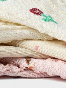 Balabala Calcetines para niñas, nuevos de otoño, de media caña, estampado jacquard, paquete de 3 - Tonos rojos y blancos. - Ver 6