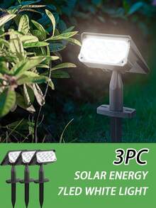 3pcs Solar Spotlight Multi-Functional Waterproof Decorative Lights With 7LED/2LED Automatic Switch, Suitable For Decorating Garden, Landscape, Rockery, Statue, Wall, Pathway - Black - View 16