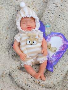 圣诞装饰 1 件 6 英寸迷你重生娃娃全身硅胶手掌娃娃彩绘逼真可爱女婴可水洗新生儿玩具圣诞礼物 - Silicone Girl - 查看 5