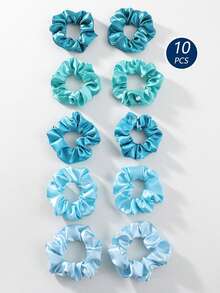 10pcs/Pack Assorted Color Fabric Scrunchies, Stretchy Hair Ties, Versatile Hair Accessories Suitable For All Seasons - Multicolor - View 25